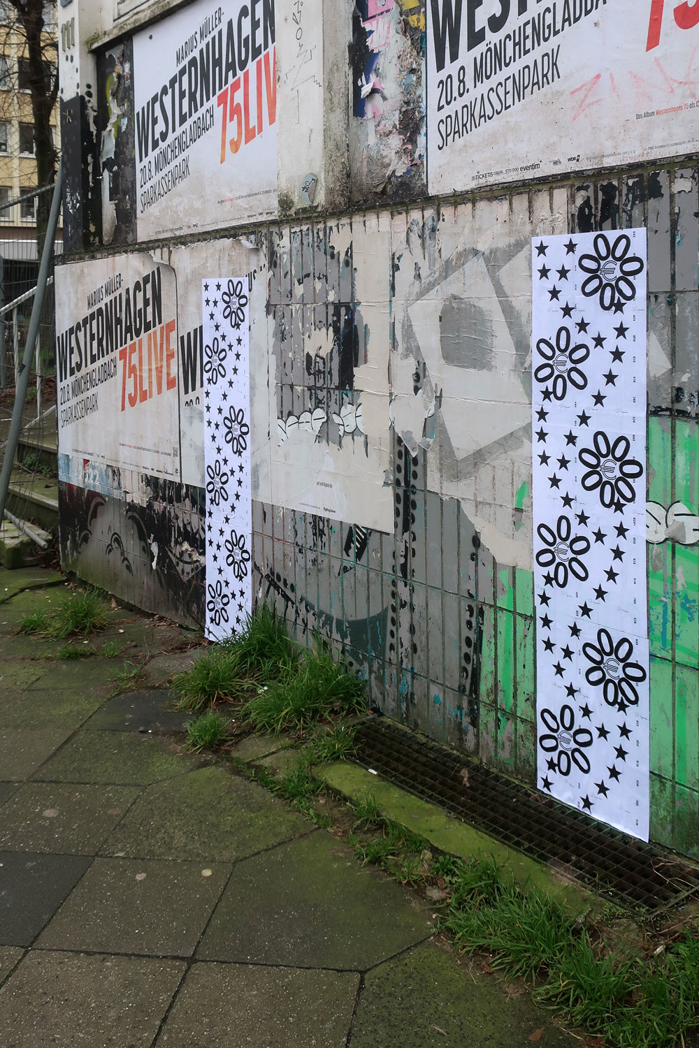 Claude Closky, ‘0 Euro,’ 2023, Bloom, Düsseldorf. Wallpaper, outdoor wall collage, giveaway prints, digital printing on A3 80g paper, variable dimensions. 